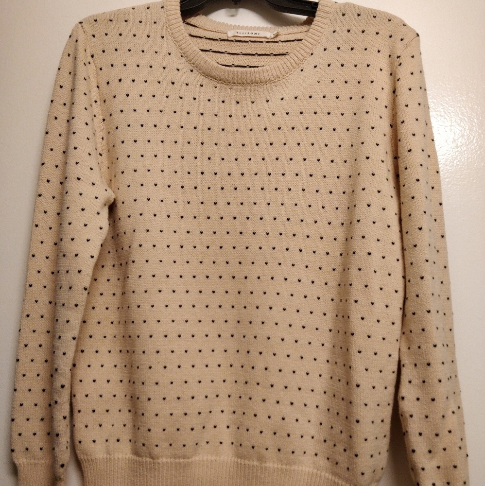 Creme & Navy Colored Knit Sweater